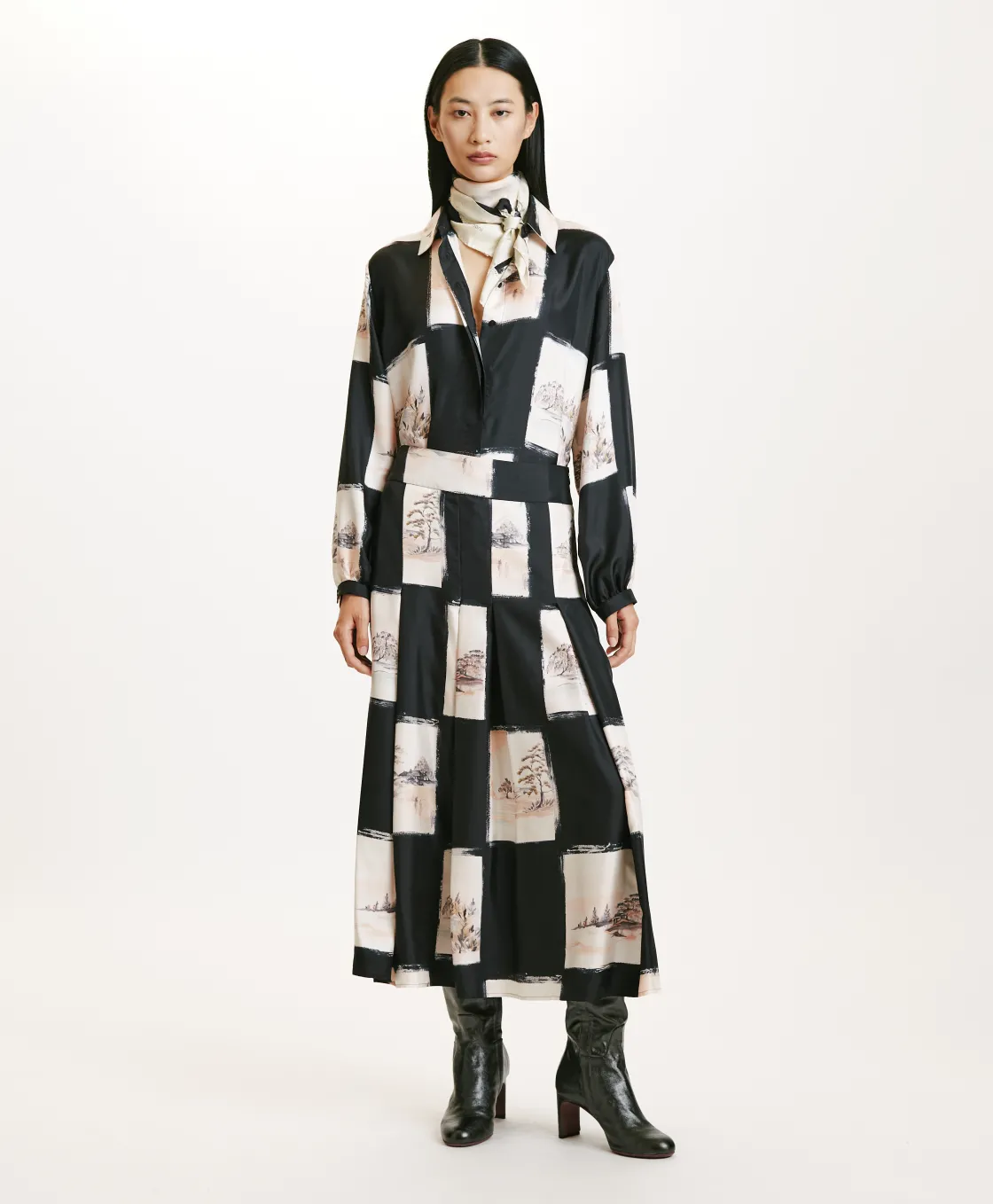 Momoni Jupes Et Shorts*JUPE HARUKA EN SERGÉ DE SOIE IMPRIMÉ - MULTICOLORE NOIR MulticoloreNoir