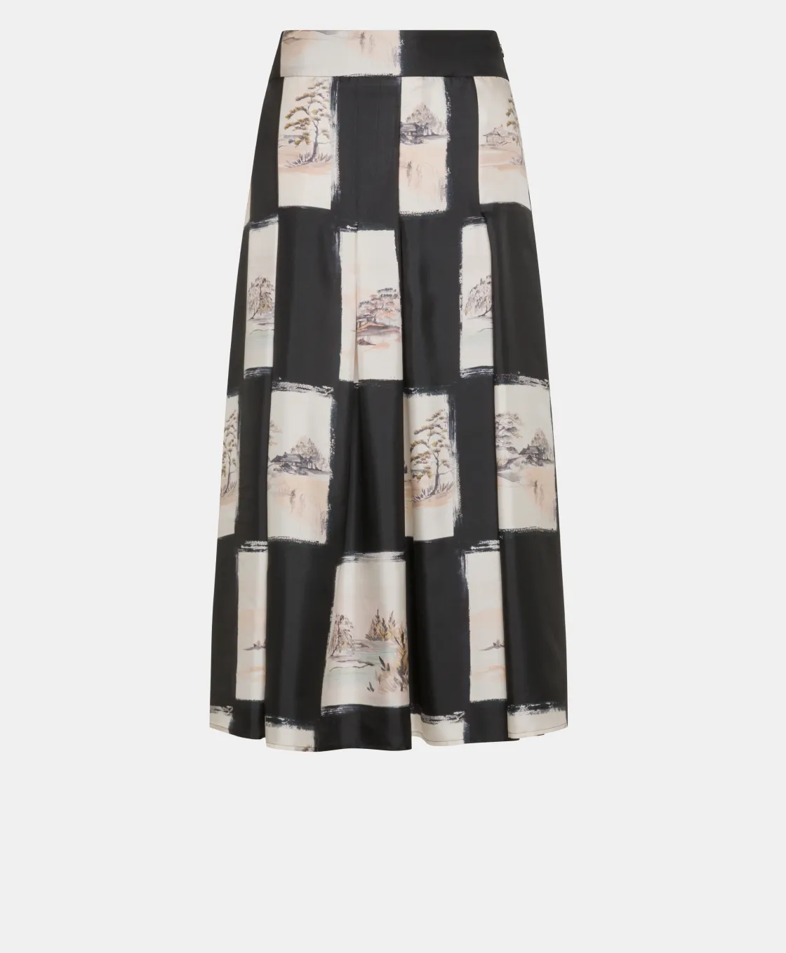 Momoni Jupes Et Shorts*JUPE HARUKA EN SERGÉ DE SOIE IMPRIMÉ - MULTICOLORE NOIR MulticoloreNoir