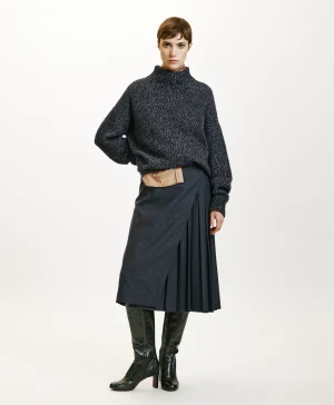 Momoni Jupes Et Shorts*JUPE SENCHA EN CHEVRON VISCOSE LAINE STRETCH - GRIS CHARBON GrisCharbon