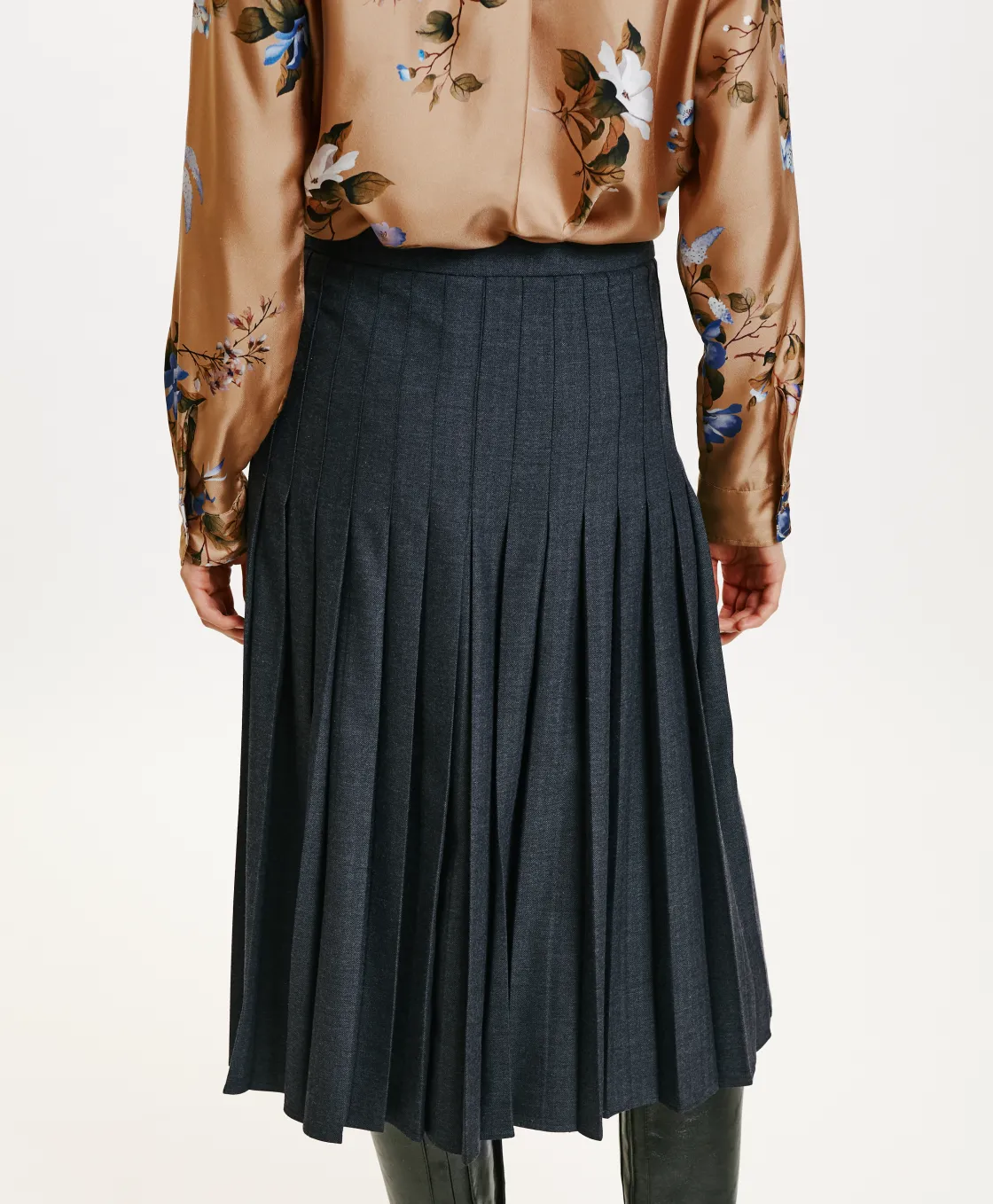 Momoni Jupes Et Shorts*JUPE SENCHA EN CHEVRON VISCOSE LAINE STRETCH - GRIS CHARBON GrisCharbon