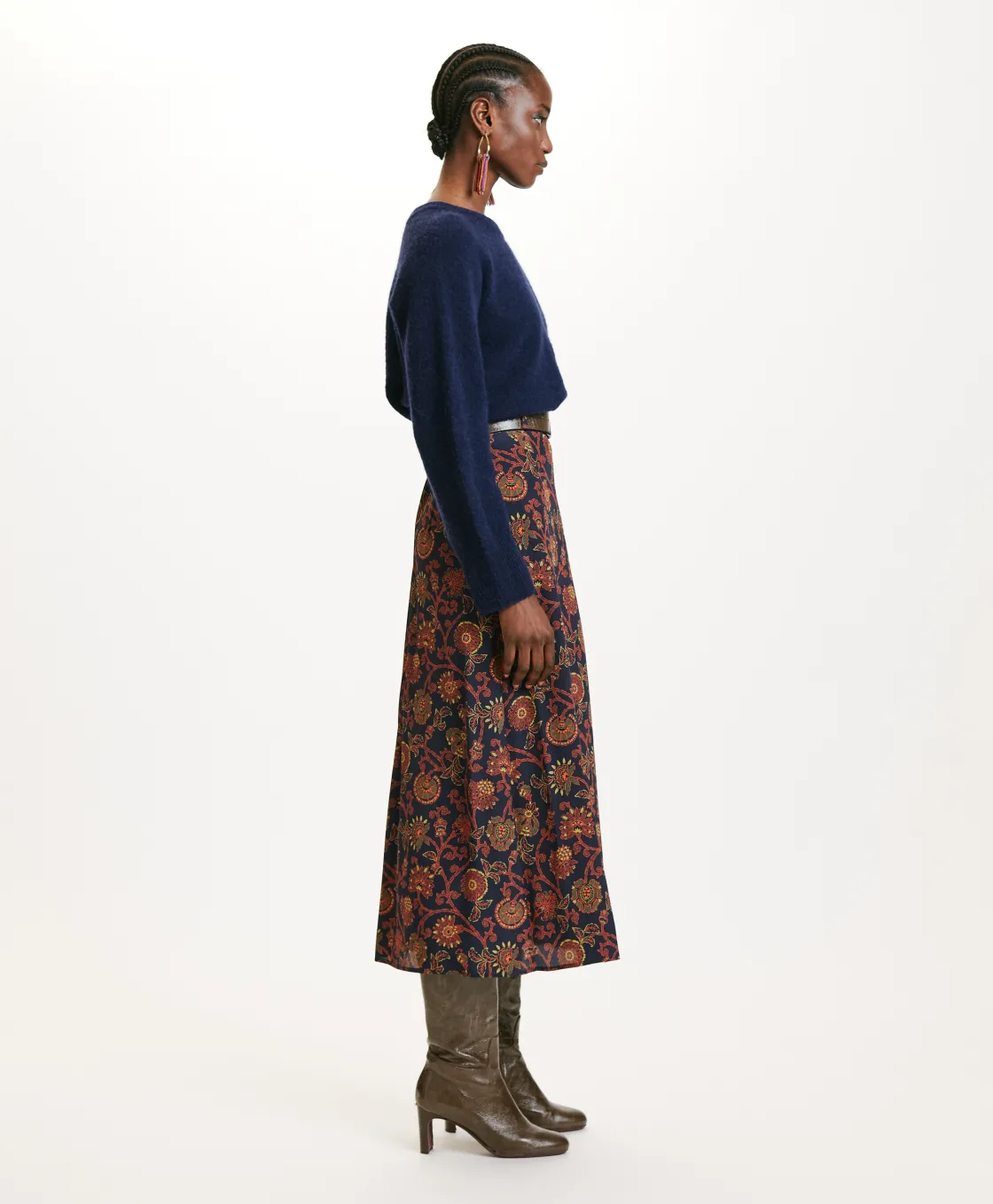 Momoni Jupes Et Shorts*JUPE TAKUMA EN CRÊPE DE CHINE IMPRIMÉ - Bleu/Orange