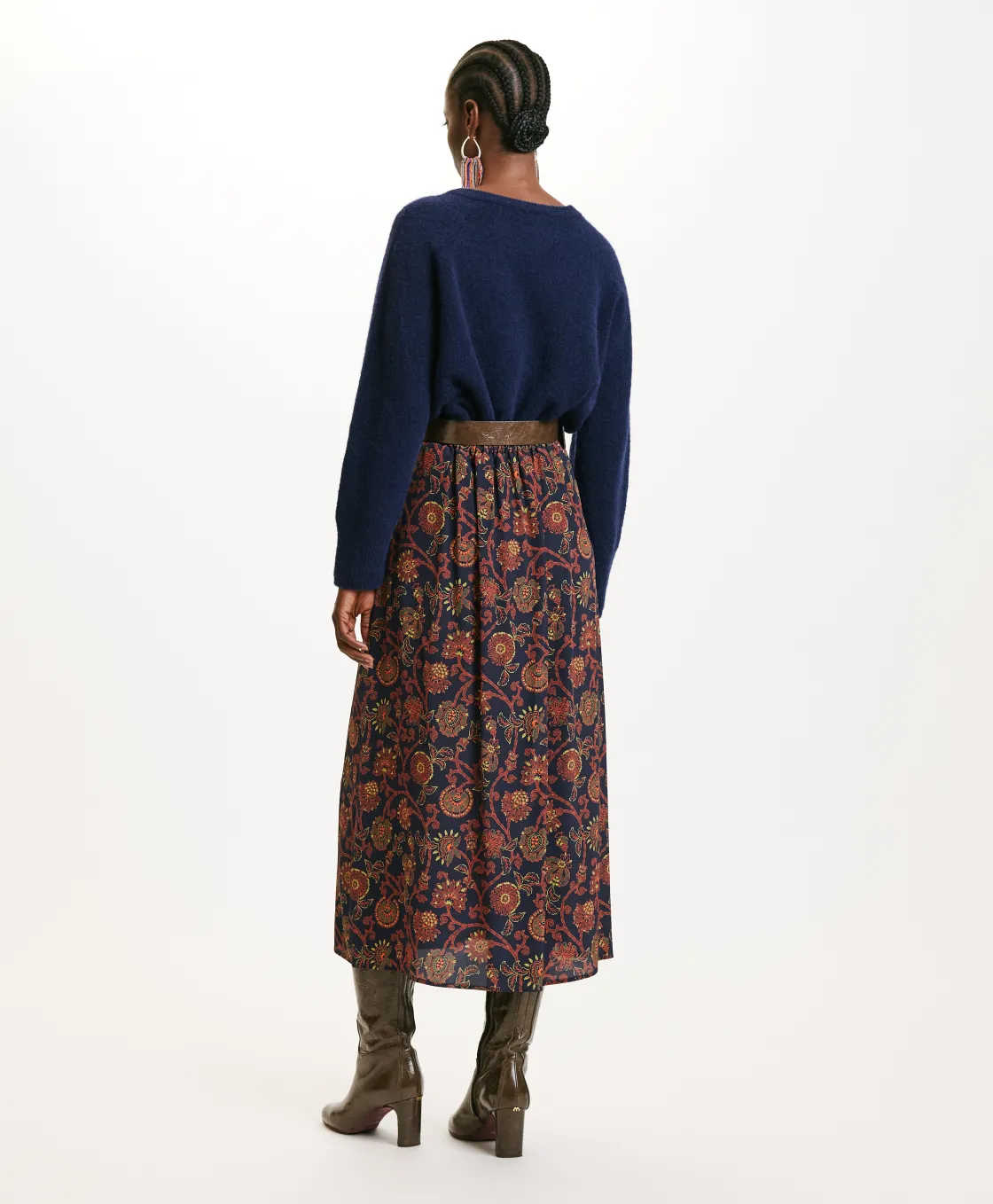 Momoni Jupes Et Shorts*JUPE TAKUMA EN CRÊPE DE CHINE IMPRIMÉ - Bleu/Orange