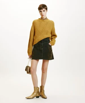 Momoni Jupes Et Shorts*JUPE TEMPURA EN DENIM FLOCK - VERT MILITAIRE VertMilitaire