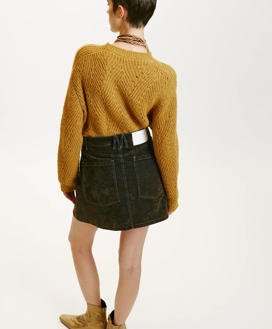 Momoni Jupes Et Shorts*JUPE TEMPURA EN DENIM FLOCK - VERT MILITAIRE VertMilitaire