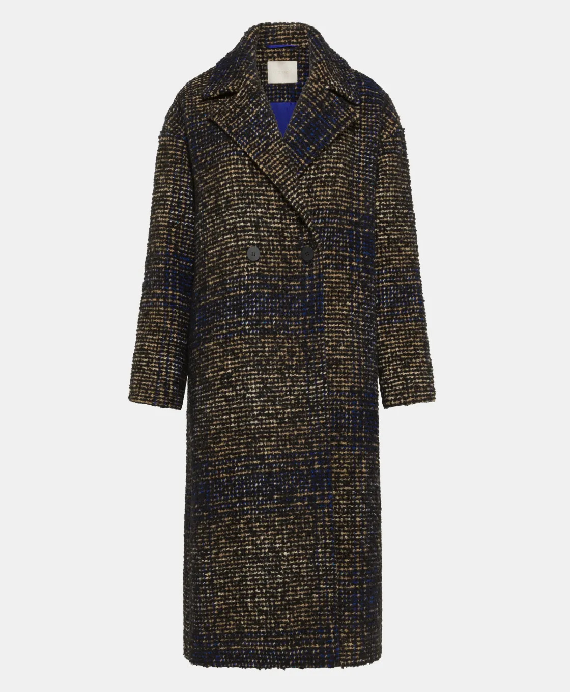 Momoni Manteaux*MANTEAU FONTAINEBLEAU EN CARREAUX BOUCLÉ - Noir/Bleu