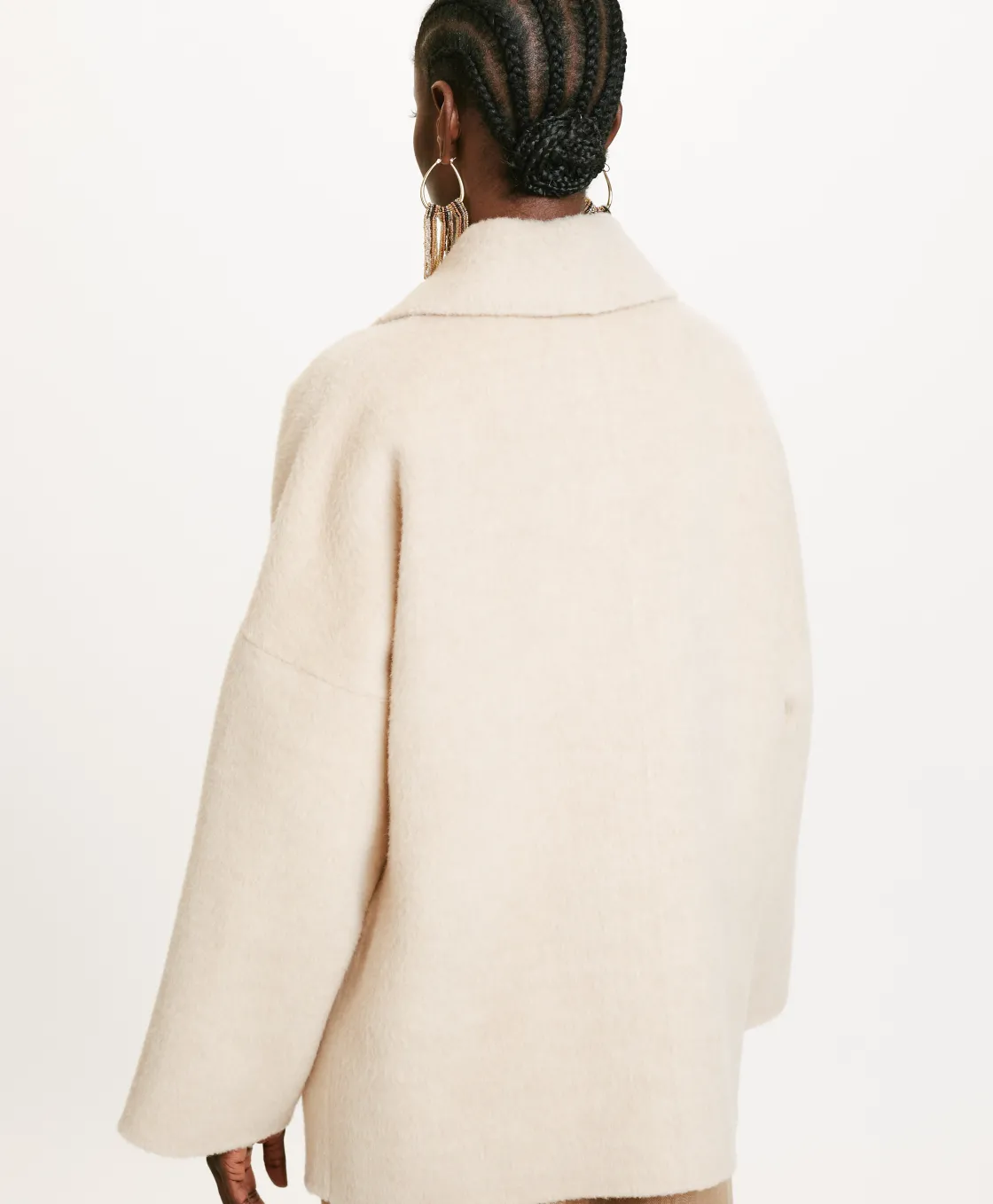 Momoni Manteaux*MANTEAU ICHIKA BIS EN PANNE DOUBLE LAINE ALPAGA - Beige