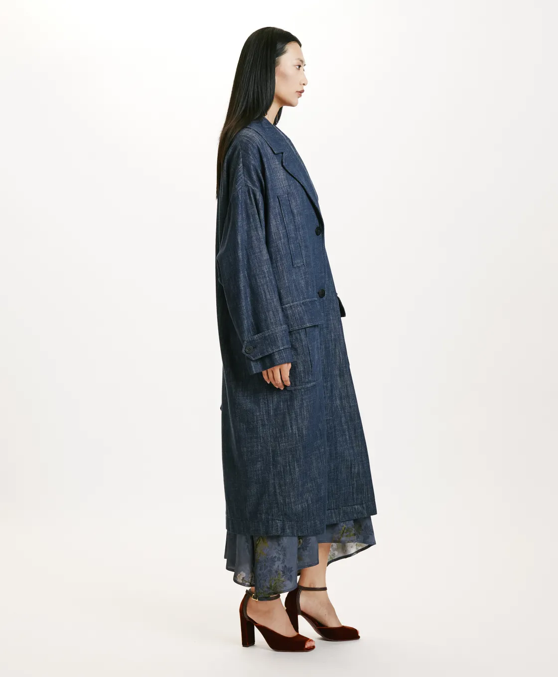 Momoni Manteaux*MANTEAU JUNKO EN DENIM COULEUR FERME - BLEU JEAN BleuJean