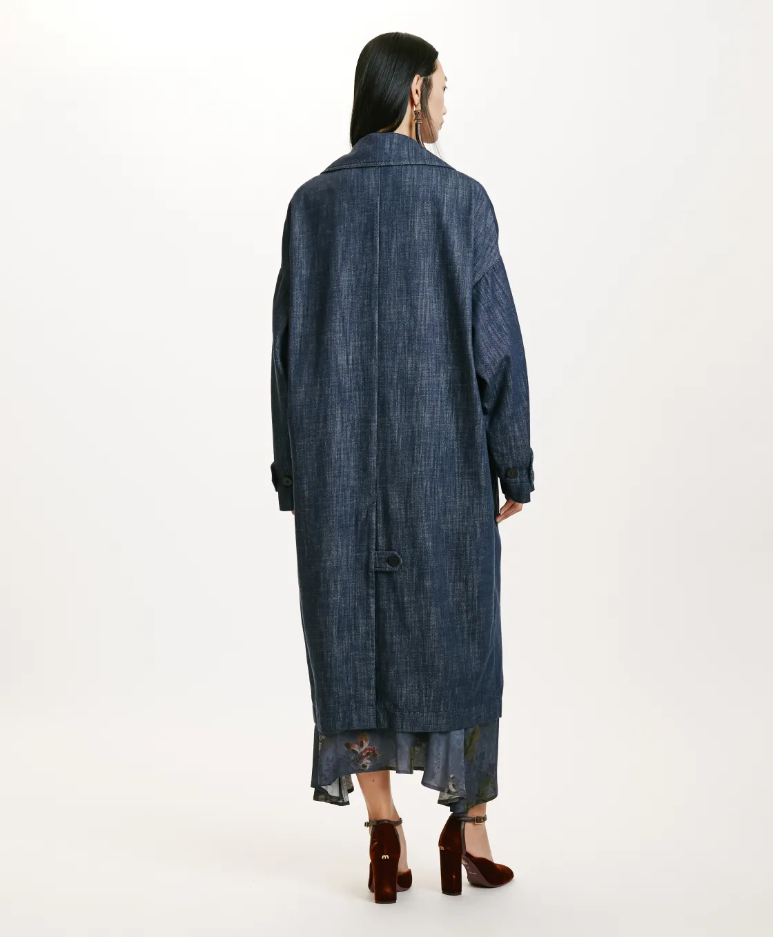 Momoni Manteaux*MANTEAU JUNKO EN DENIM COULEUR FERME - BLEU JEAN BleuJean