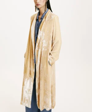 Momoni Manteaux*MANTEAU KATA ÉLÉGANT EN VELOURS DE VISCOSE SOIE - Champagne