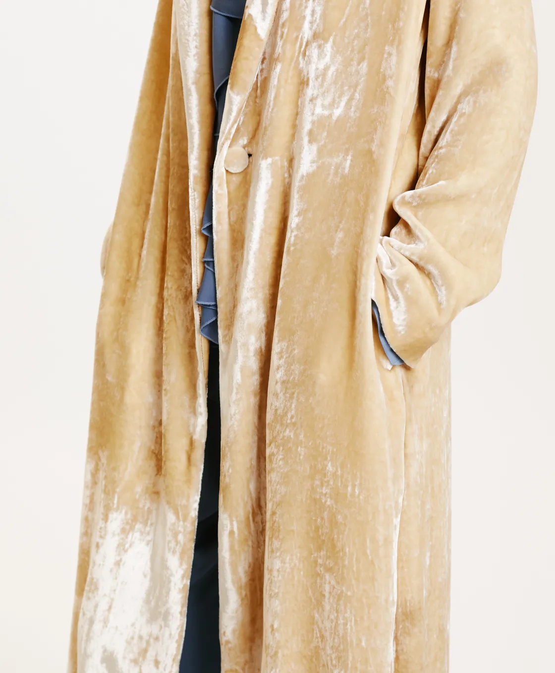 Momoni Manteaux*MANTEAU KATA ÉLÉGANT EN VELOURS DE VISCOSE SOIE - Champagne