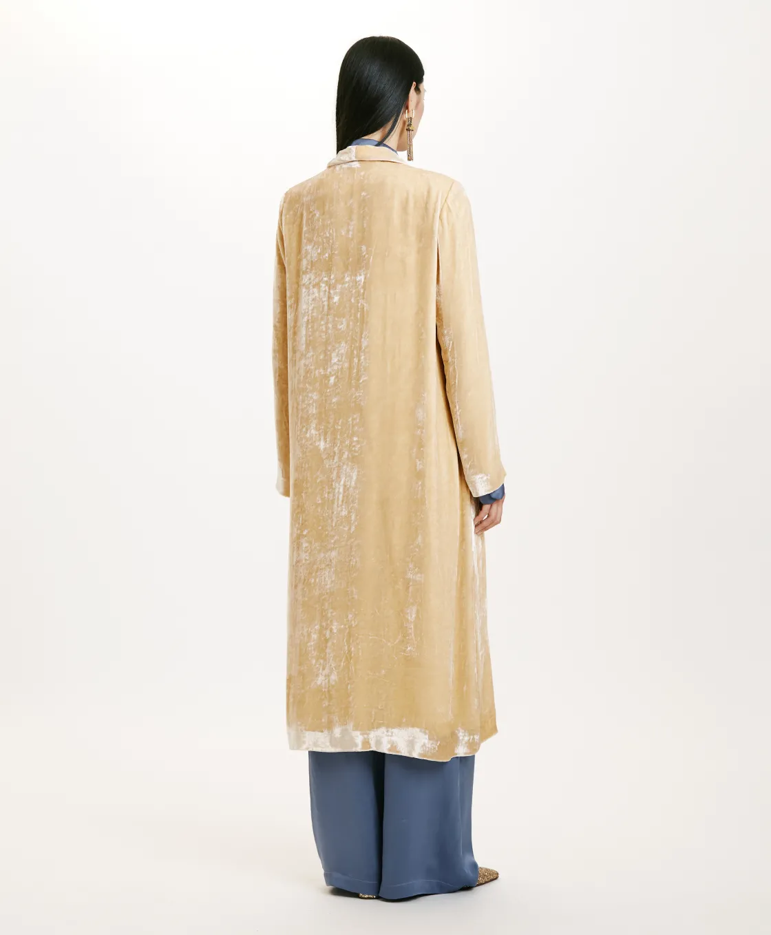 Momoni Manteaux*MANTEAU KATA ÉLÉGANT EN VELOURS DE VISCOSE SOIE - Champagne