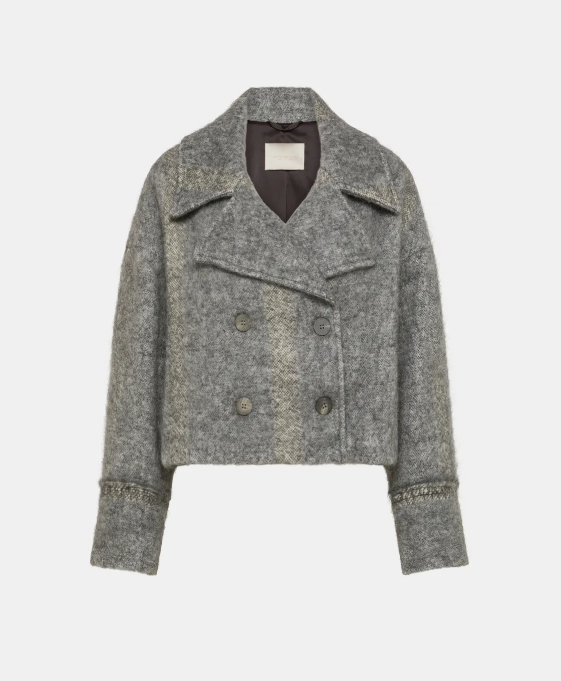 Momoni Manteaux*MANTEAU KENPI EN PANNE LAINE ALPAGA EN GAZE - Gris