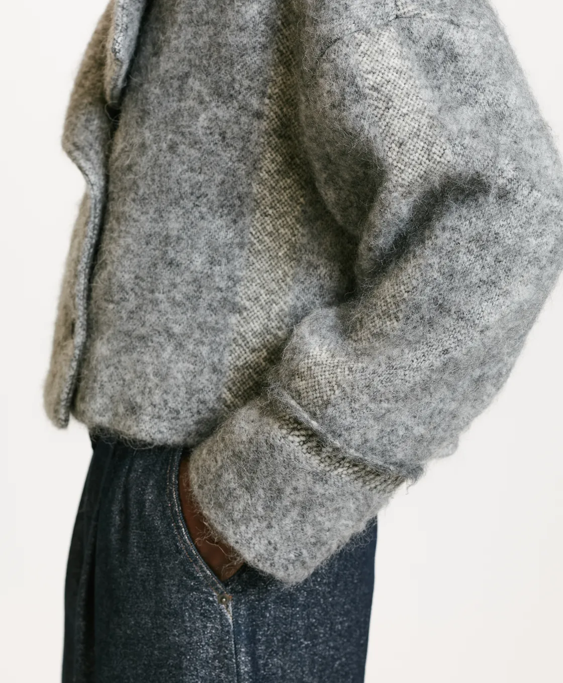 Momoni Manteaux*MANTEAU KENPI EN PANNE LAINE ALPAGA EN GAZE - Gris