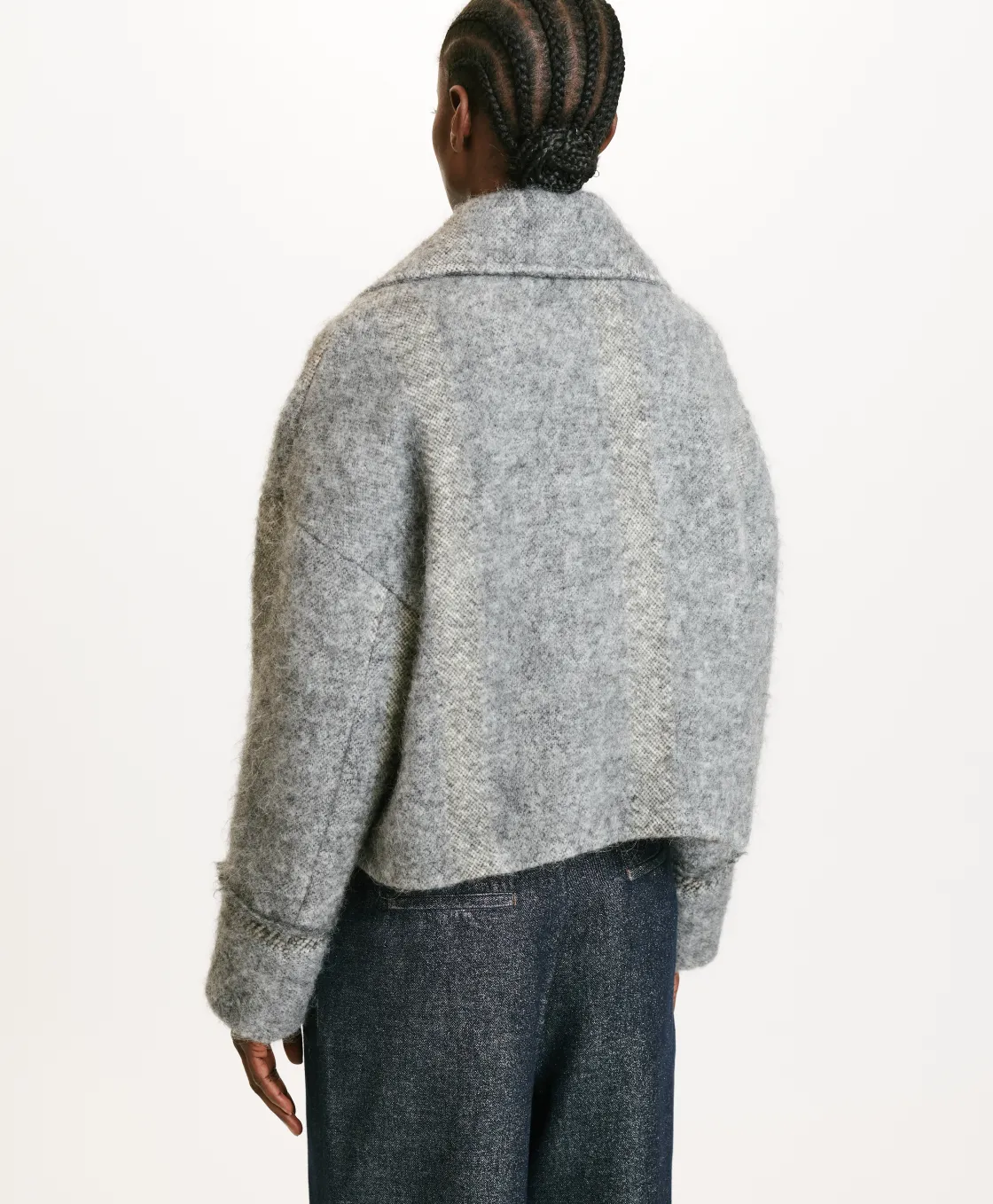 Momoni Manteaux*MANTEAU KENPI EN PANNE LAINE ALPAGA EN GAZE - Gris