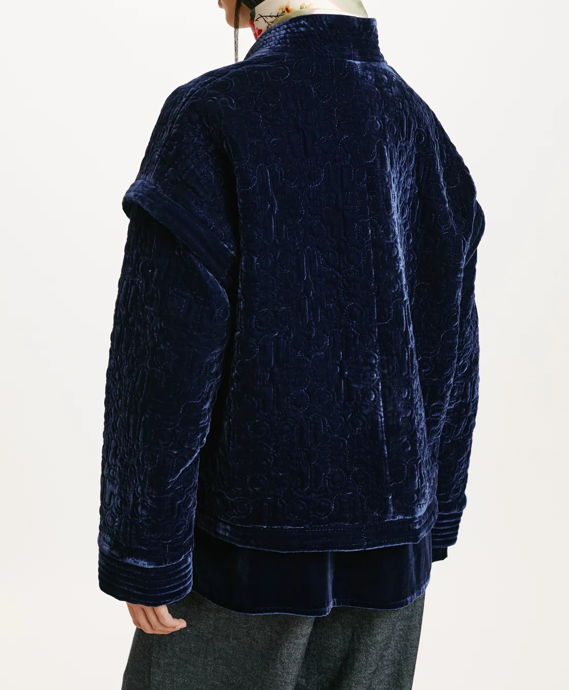 Momoni Manteaux*MANTEAU KUMA EN VELOURS MÉLANGE DE SOIE MATELASSÉ - Indigo