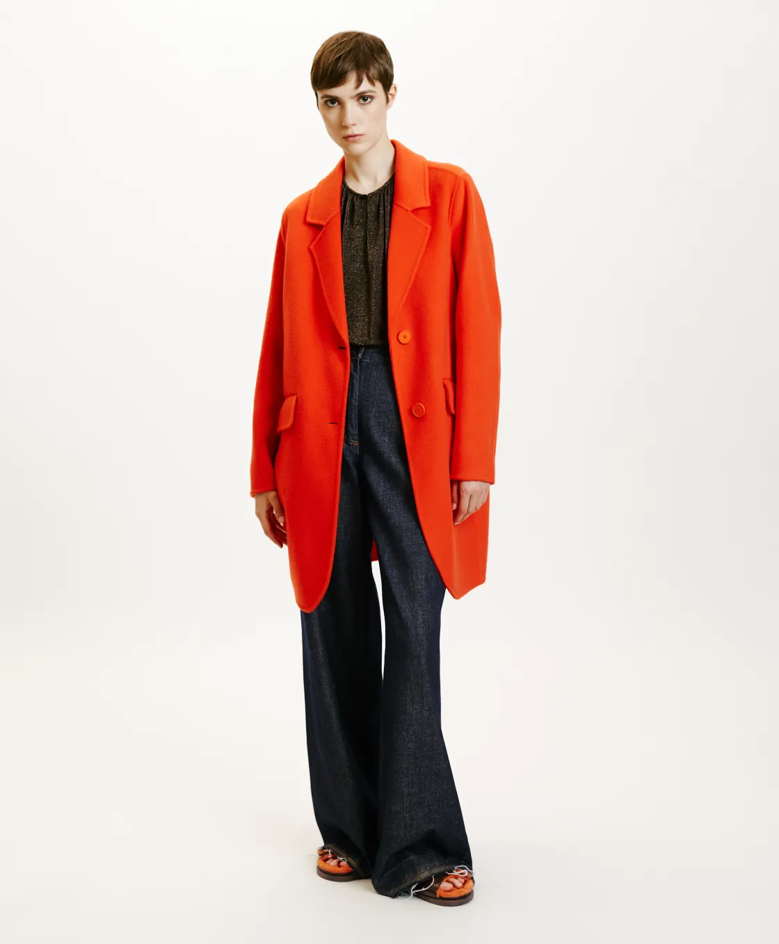 Momoni Manteaux*MANTEAU POMERANIA EN PANNE DOUBLE - Paprika