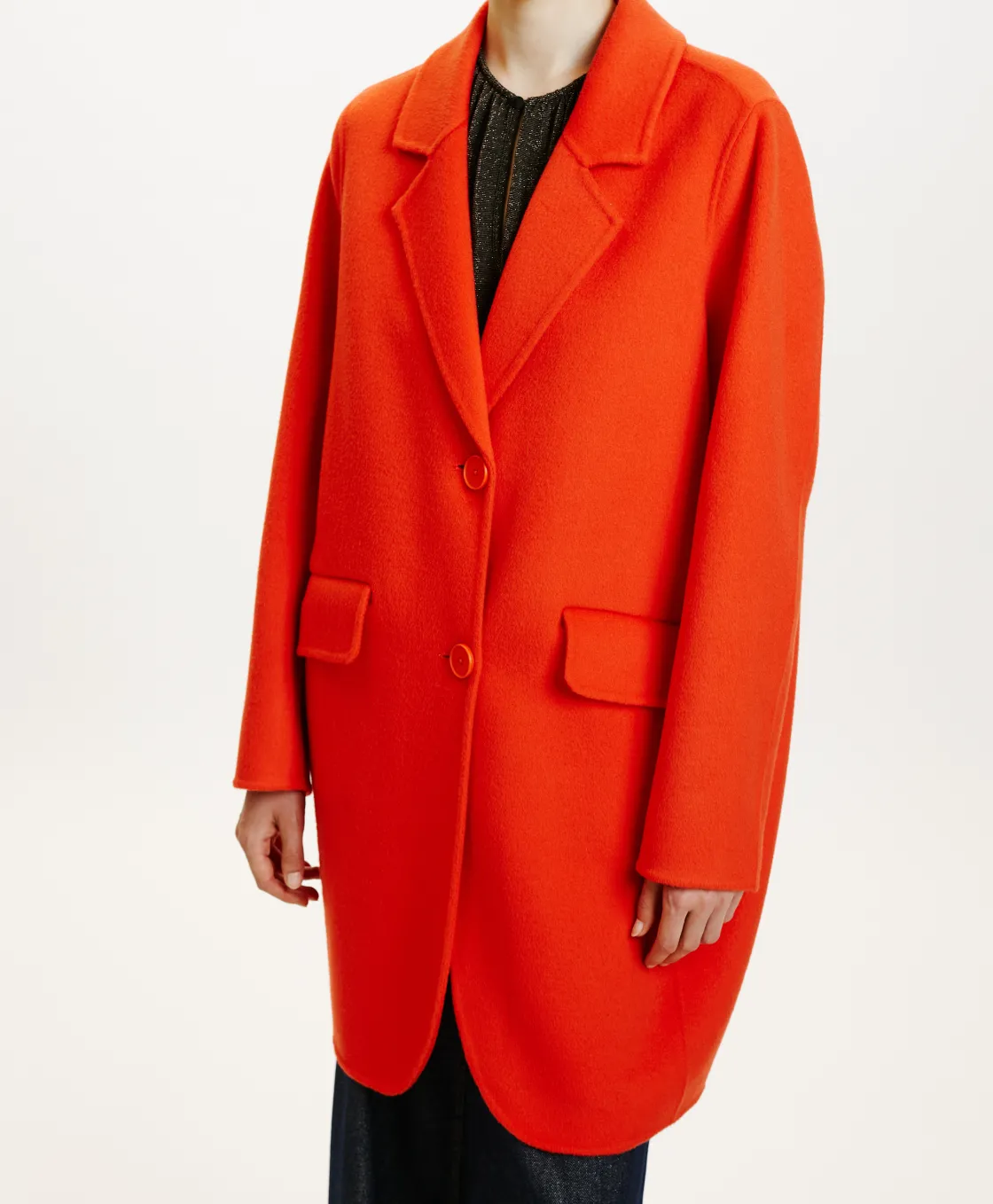 Momoni Manteaux*MANTEAU POMERANIA EN PANNE DOUBLE - Paprika