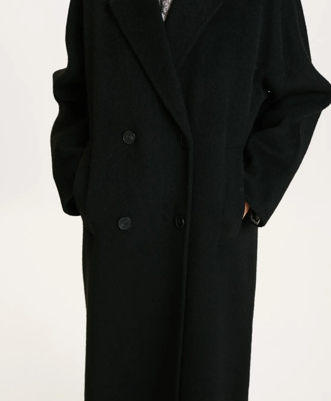 Momoni Manteaux*MANTEAU SAKURA EN PANNE DOUBLE LAINE ALPAGA - Noir