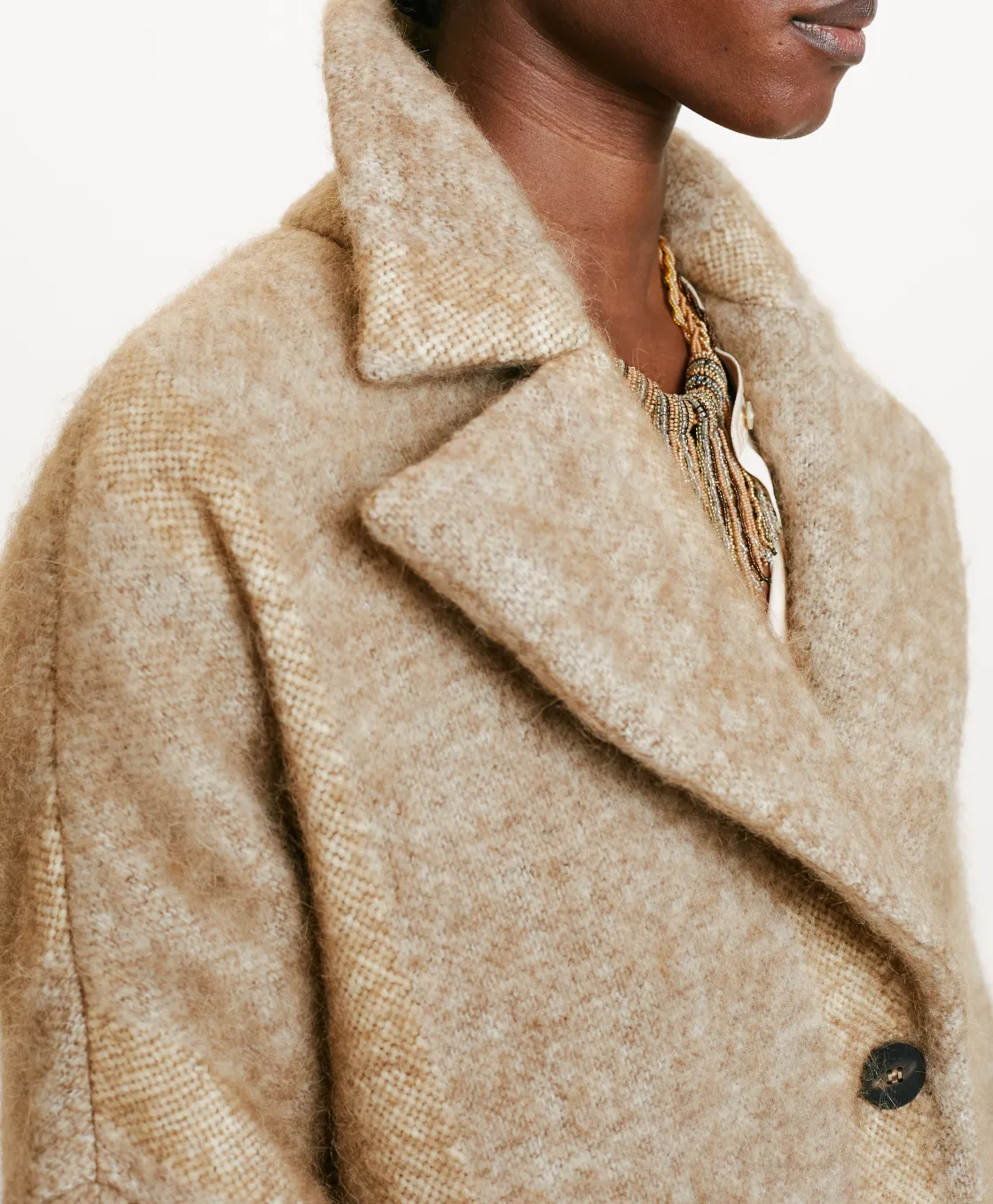 Momoni Manteaux*MANTEAU SHIRUKO EN PANNE LAINE ALPAGA EN GAZE - Beige