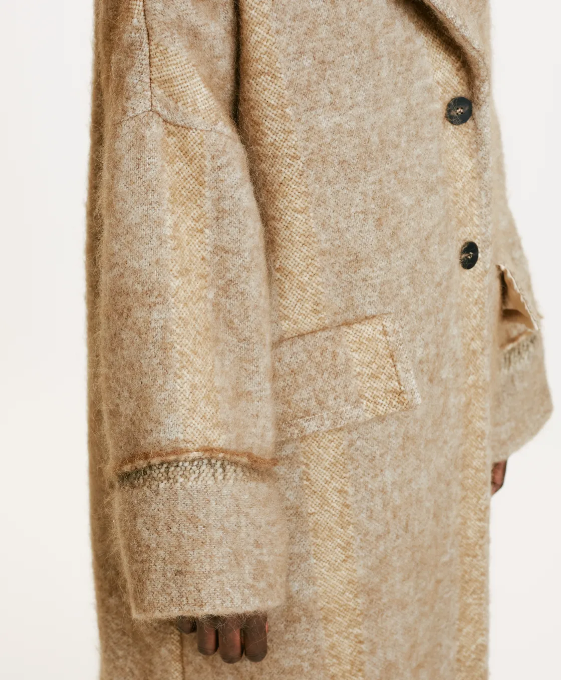 Momoni Manteaux*MANTEAU SHIRUKO EN PANNE LAINE ALPAGA EN GAZE - Beige