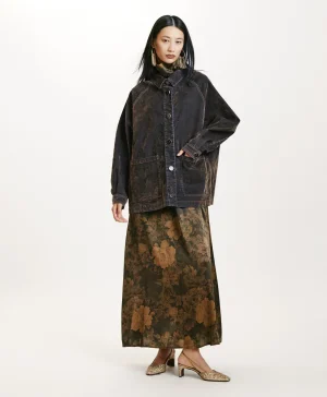 Momoni Manteaux*MANTEAU YAME' EN DENIM FLOCK - VERT MILITAIRE VertMilitaire