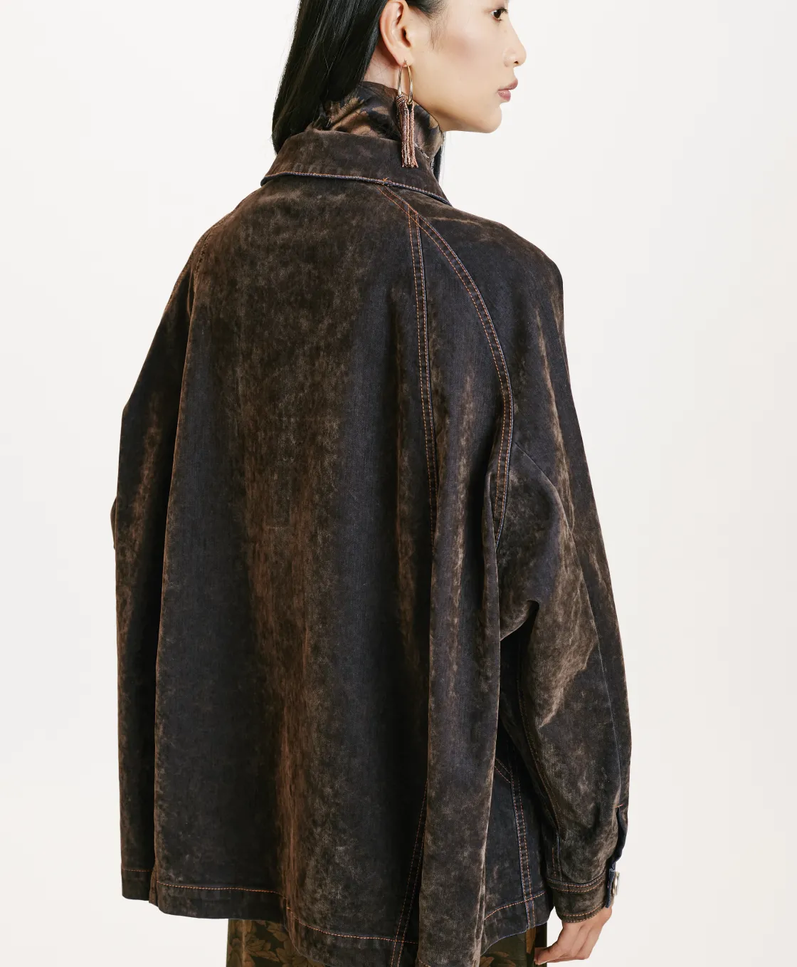 Momoni Manteaux*MANTEAU YAME' EN DENIM FLOCK - VERT MILITAIRE VertMilitaire