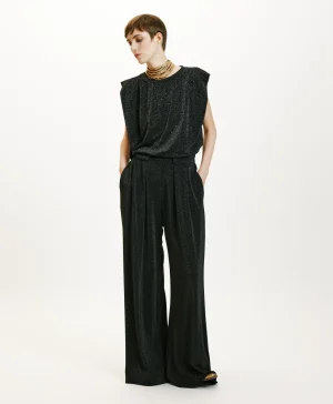 Momoni Pantalons*PANTALON ASPEN EN JERSEY LUREX - GRIS CHARBON GrisCharbon