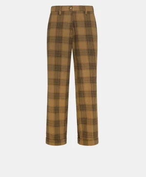 Momoni Pantalons*PANTALON DANGO EN TOILE COTON LAINE CARREAUX - MULTICOLORE CACAO MulticoloreCacao