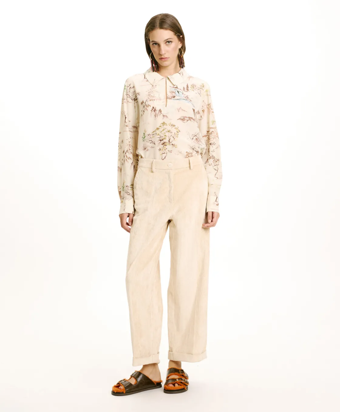 Momoni Pantalons*PANTALON DANGO EN VELOURS CÔTELÉ STRETCH - CRÈME Crème