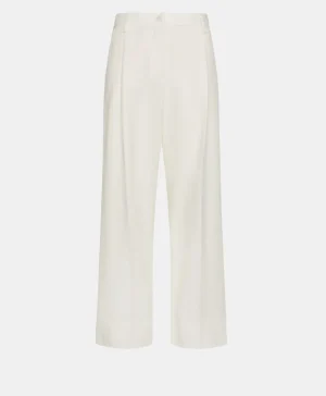 Momoni Pantalons*PANTALON GRECALE BIS EN CHEVRON COTON LAINE - CRÈME Crème