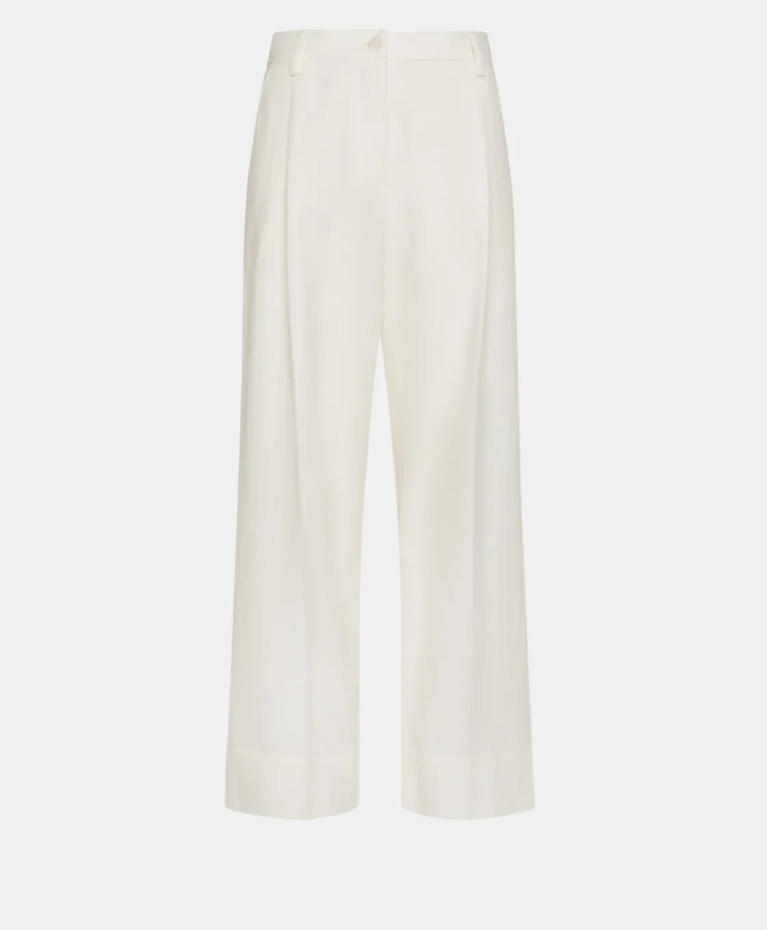 Momoni Pantalons*PANTALON GRECALE BIS EN CHEVRON COTON LAINE - CRÈME Crème