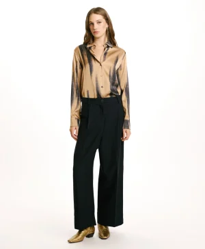 Momoni Pantalons*PANTALON GRECALE BIS EN CHEVRON COTON LAINE - Bleu