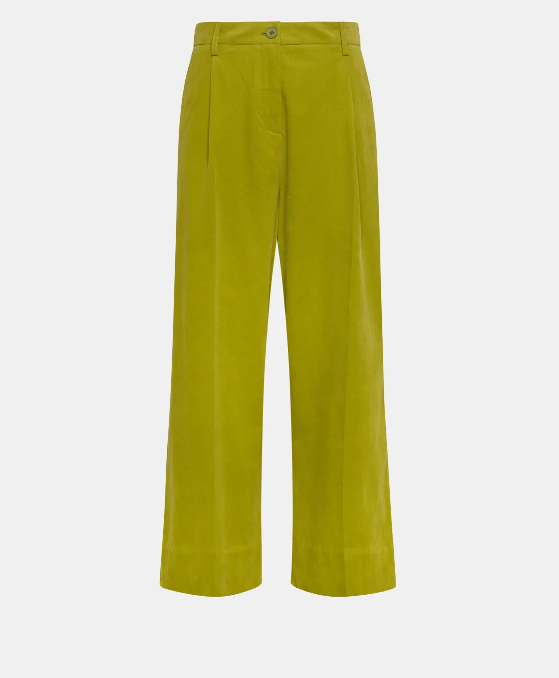 Momoni Pantalons*PANTALON GRECALE BIS EN VELOURS MILLERAIE STRETCH - VERT MATCHA VertMatcha