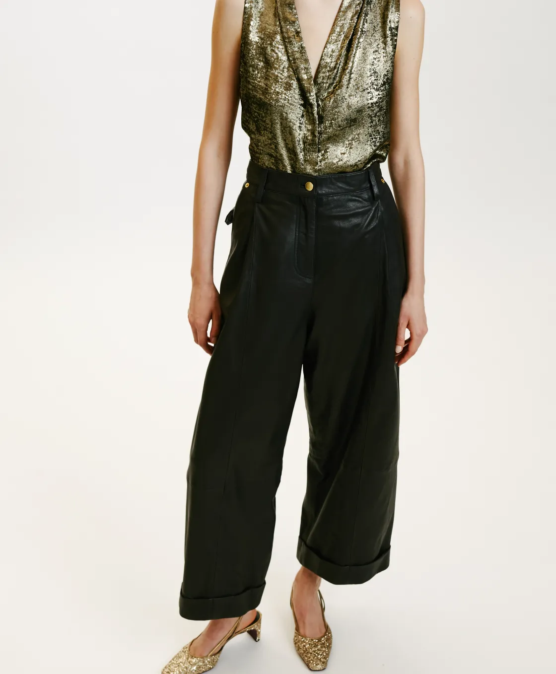 Momoni Pantalons*PANTALON GRECALE EN NAPPA - Noir