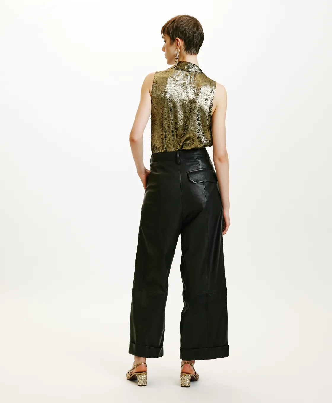 Momoni Pantalons*PANTALON GRECALE EN NAPPA - Noir