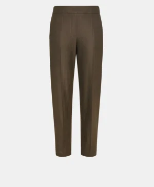 Momoni Pantalons*PANTALON HAITI EN CHEVRON VISCOSE LAINE STRETCH - BRUN FONCÉ BrunFoncé