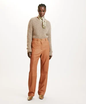 Momoni Pantalons*PANTALON JACQUES EN NAPPA - Cognac