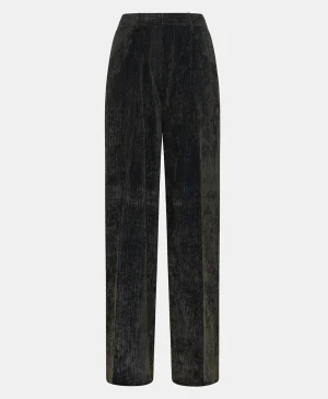 Momoni Pantalons*PANTALON KYOTO EN VELOURS STRETCH BICOLORE - GRIS CHARBON GrisCharbon