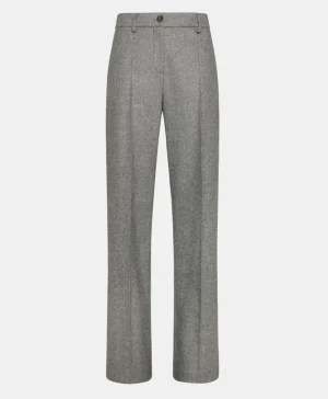 Momoni Pantalons*PANTALON MAKIMONO EN CHEVRON MÉLANGE LAINE BICOLORE - CRÈME/GRIS Crème/Gris