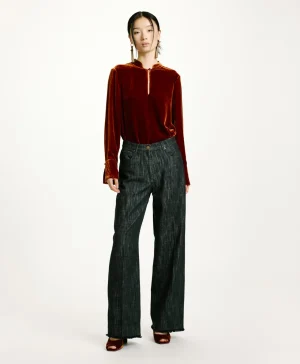 Momoni Pantalons*PANTALON MIYAKO EN DENIM COULEUR FERME - Noir