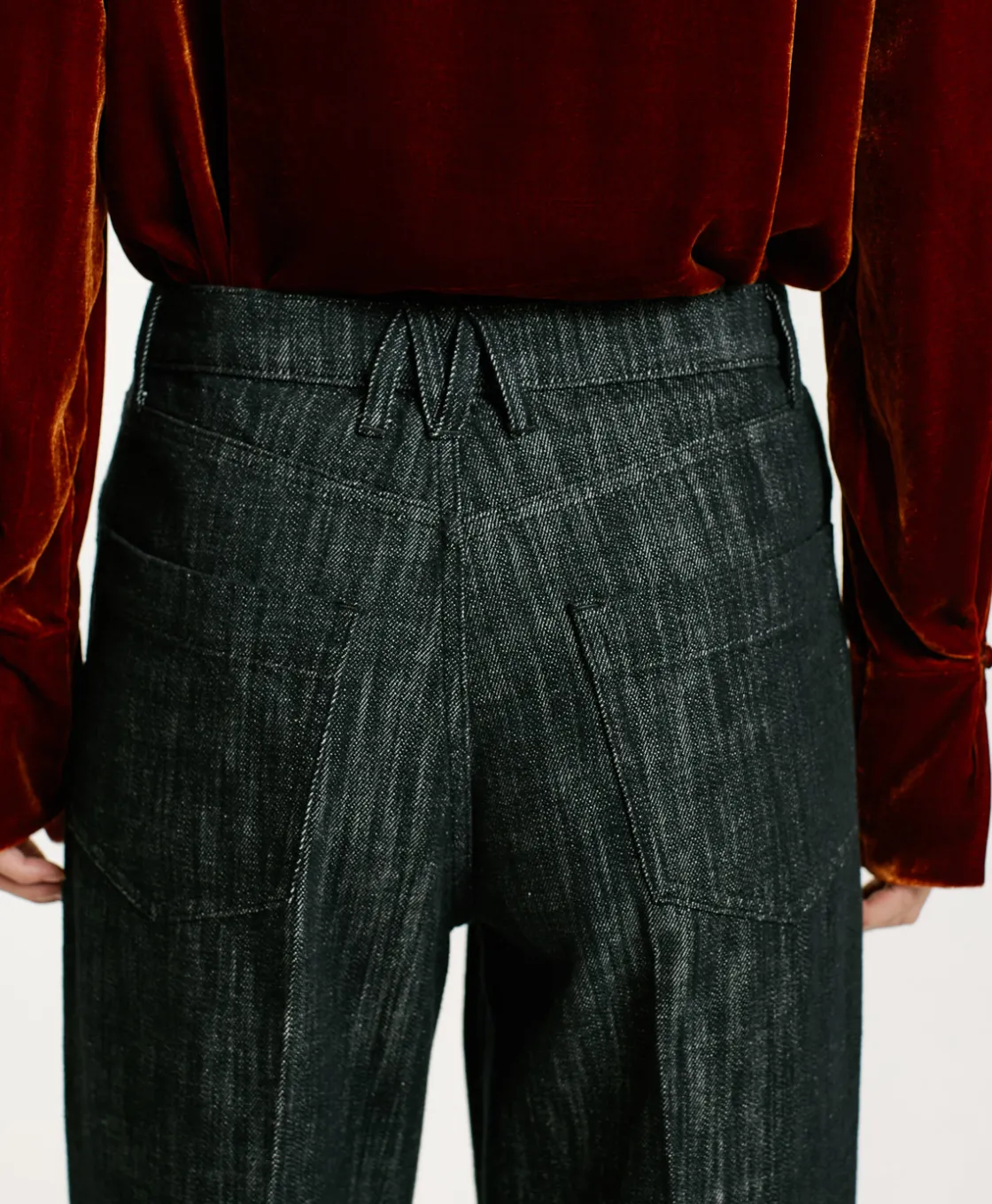 Momoni Pantalons*PANTALON MIYAKO EN DENIM COULEUR FERME - Noir