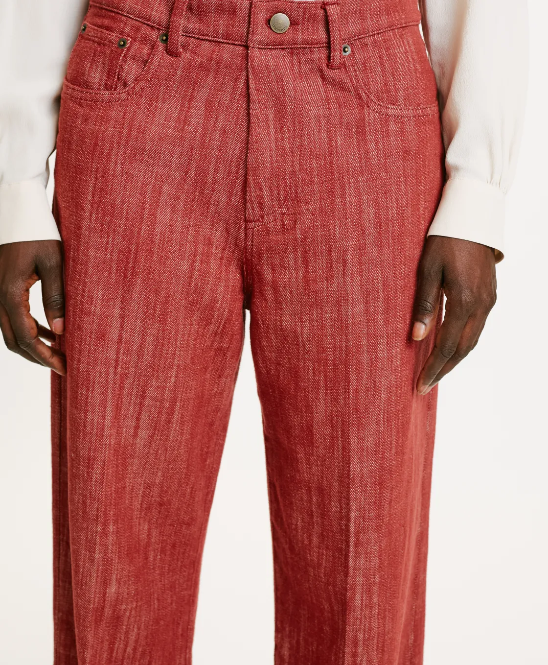 Momoni Pantalons*PANTALON MIYAKO EN DENIM COULEUR FERME - Brique