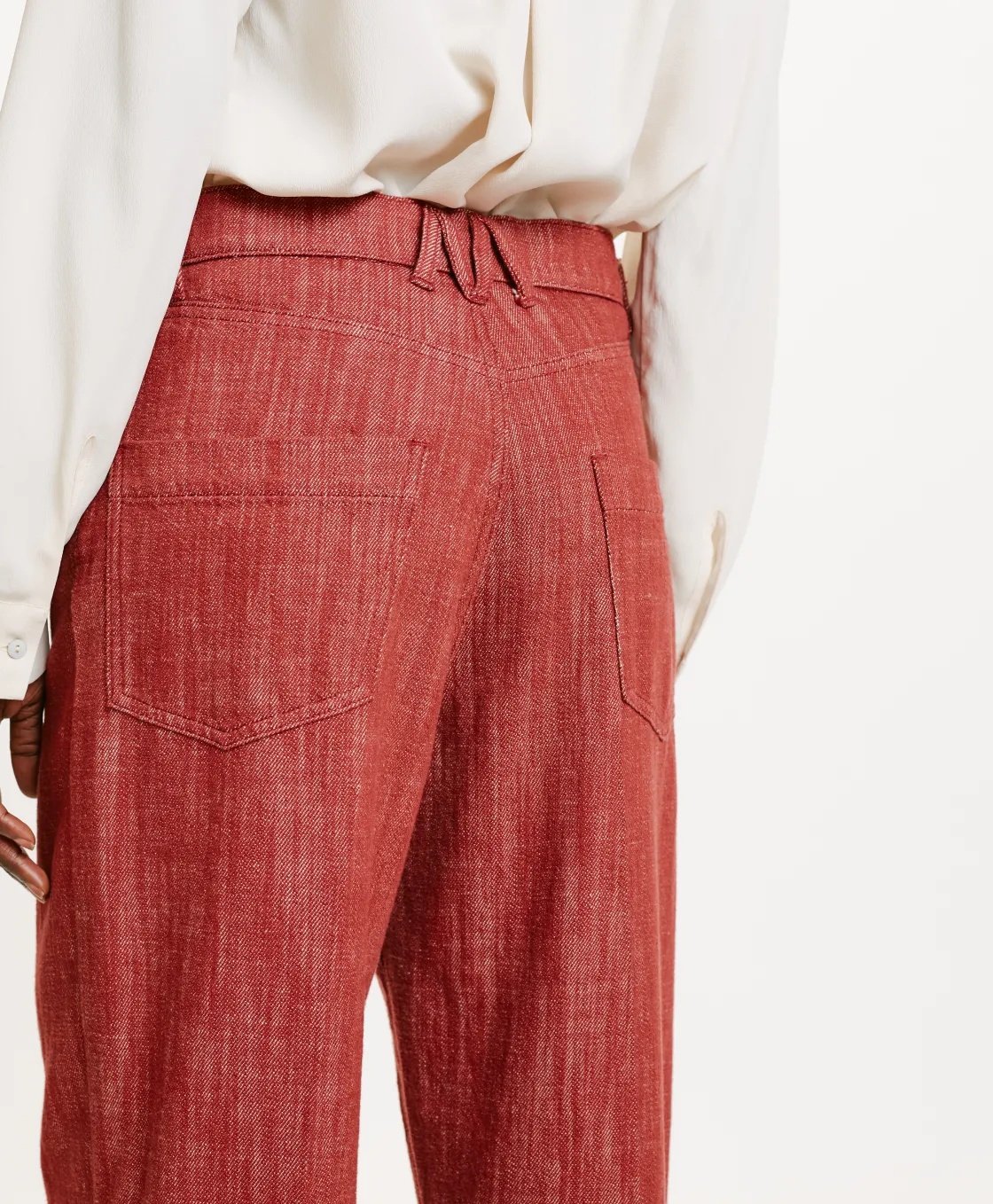 Momoni Pantalons*PANTALON MIYAKO EN DENIM COULEUR FERME - Brique