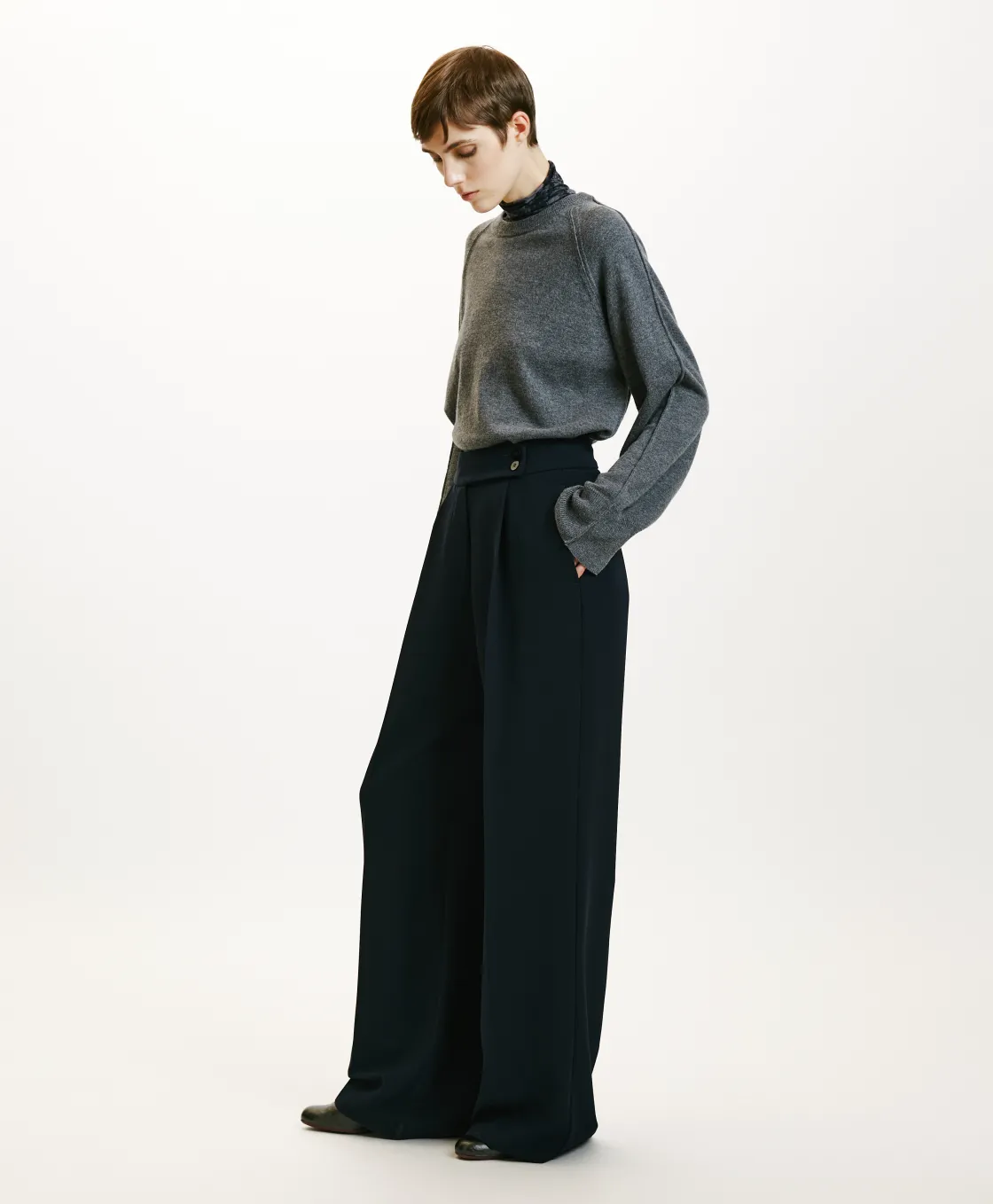 Momoni Pantalons*PANTALON NOZOMI EN CADY STRETCH - BLEU NUIT BleuNuit