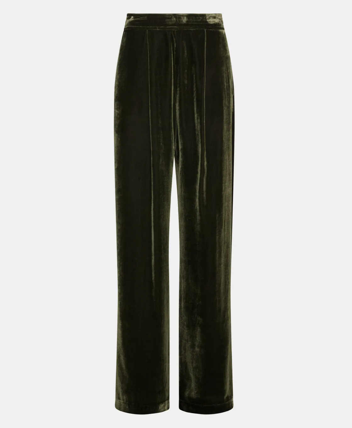 Momoni Costumes*PANTALON PASCAL EN VELOURS MÉLANGE DE SOIE LISSE - VERT MATCHA VertMatcha