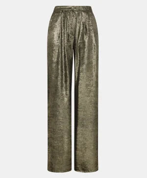 Momoni Pantalons*PANTALON PATRICE EN LAMINÉ FLUIDE - OR FONCÉ OrFoncé