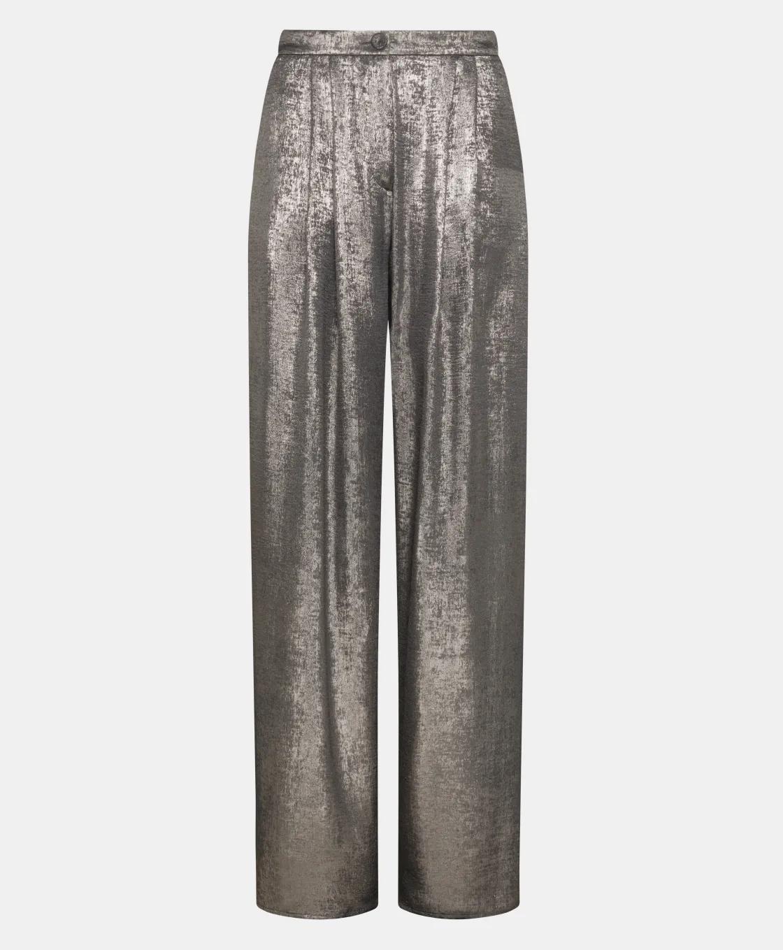 Momoni Pantalons*PANTALON PATRICE EN LAMINÉ FLUIDE - Argent