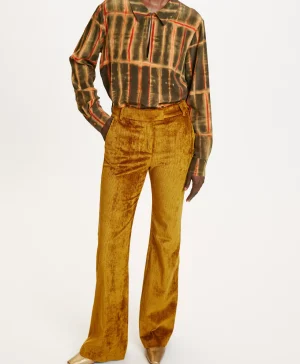 Momoni Pantalons*PANTALON SATSUKI EN VELOURS CÔTELÉ STRETCH - Gingembre