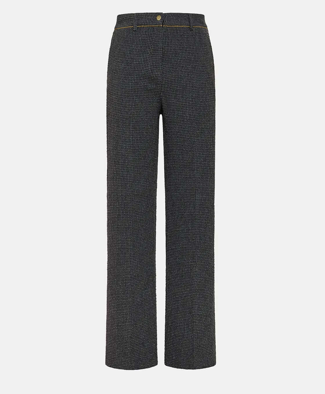 Momoni Pantalons*PANTALON UKIYO EN PIED-DE-POULE SEERSUCKER - Noir/Anthracite