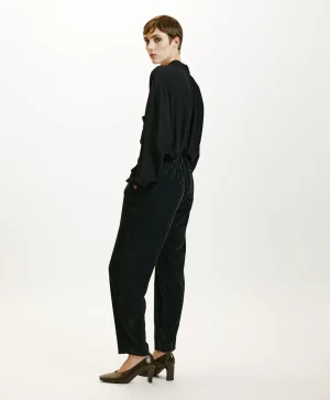 Momoni Pantalons*PANTALON VISCHIO EN VELOURS STRETCH BICOLORE - GRIS CHARBON GrisCharbon